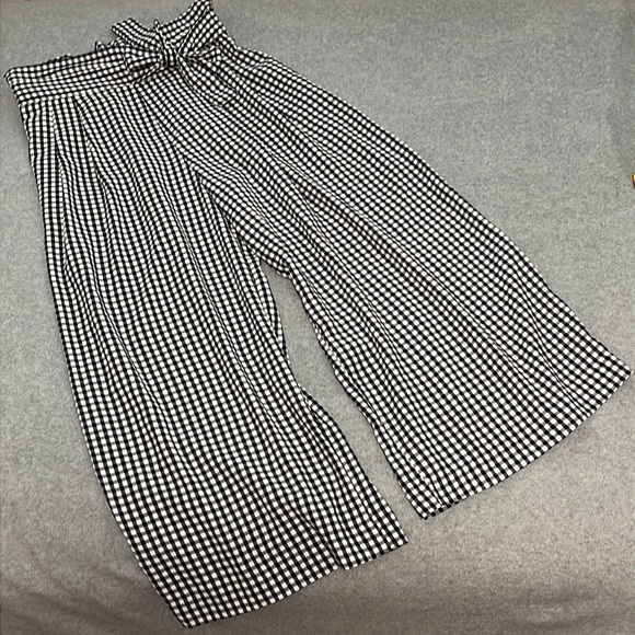 Zara Pants - Zara Gingham Wide Leg Pants Womens Small Cropped HighWaisted Preppy Coastal